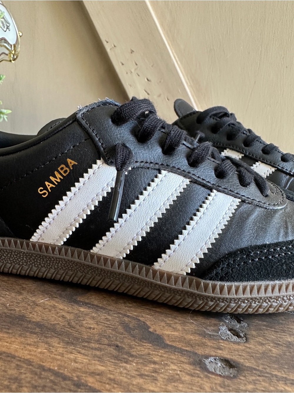 Adidas Kids Grade School Samba OG Black White Gum Leather Sneakers US 4 EU 36 - Picture 3 of 9